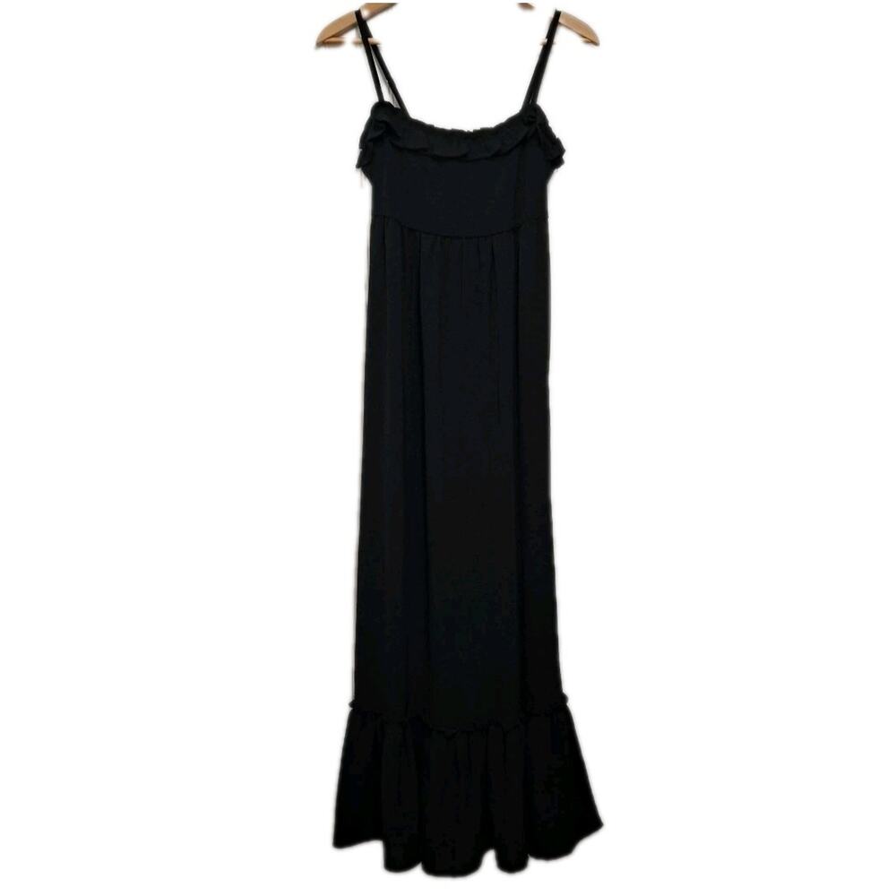 Laundry Shelli Segal Sleeveless Maxi Dress Womens 2 Black Empire Waist Ruffles
